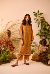 DC-2120 MUSTARD KHADDAR 2PCS EMBROIDERED KURTA WITH TROUSER